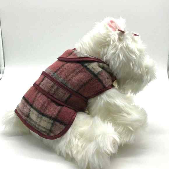 Plush LOLA Victoria Secret Dog 2001 Stuffed Animal Toy Fluffy White Plaid Coat - Picture 7 of 12